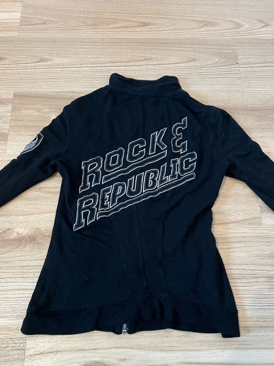 Rock & Republic Sweaters - Rock & Republic Black Jacket with White Logo Stitching
